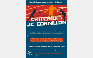 Le Critérium JC Cornillon (ex-Bernard Jeu) n'aura pas lieu les 15 et 16 janvier 2022