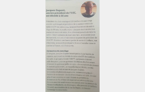 Article du VAC sur Jacques Dupont, premier Président USCTT