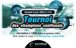 Tournoi des champions conflanais le 8 juin au gymnase Joffre