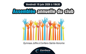 Assemblée annuelle du club vendredi 19 juin à 19h30 au gymnase Joffre