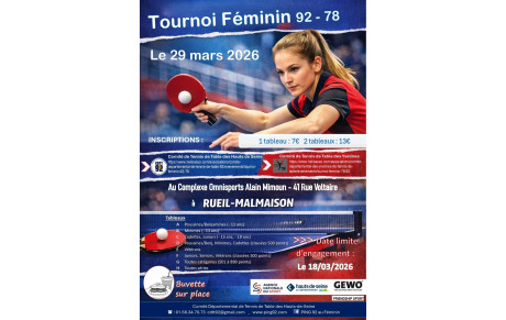 Tournoi interdépartemental féminin le 29 mars à Rueil-Malmaison