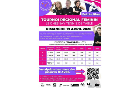 Tournoi régional féminin le dimanche 19 avril au Chesnay