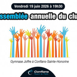 Assemblée annuelle du club vendredi 19 juin à 19h30 au gymnase Joffre